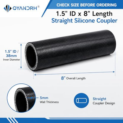 2-Pack 1.5" ID x 8" Straight Silicone Hose, 4-Ply with Clamps - color: Shape: Straight, size: 8 Inch