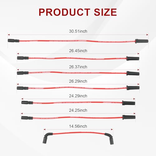 JDMSPEED Spark Plug Wires Silicone 8MM Replacement for Silverado 1500 Sierra 1500 4.3L 1999-2007 Ignition Spark Plug Wire Set