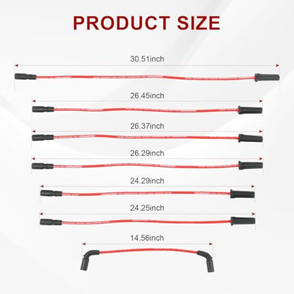 JDMSPEED Spark Plug Wires Silicone 8MM Replacement for Silverado 1500 Sierra 1500 4.3L 1999-2007 Ignition Spark Plug Wire Set