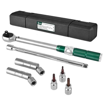 3/8" Drive 7Pcs Click Torque Wrench Set, 7.38-44.25 ft.lb / 10-60 Nm - size: 3/8″ 7PCS