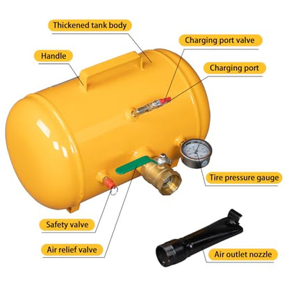 5 Gallon Tire Bead Seater Tank, Yellow - color: Yellow