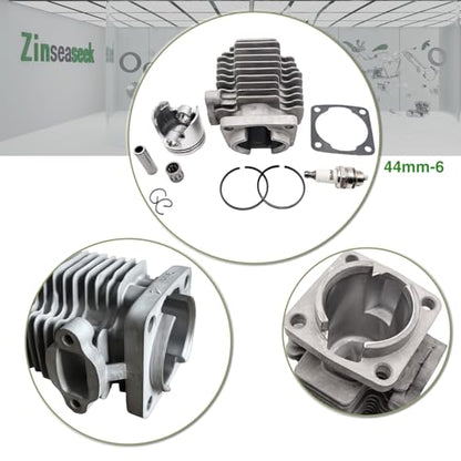 40mm 44mm Cylinder Assembly Piston Assembly for 43cc 47cc 49cc 2 Stroke Engine with Cylinder Piston Ring Circlip Gasket Piston Pin Needle Bearing Spark Plug (44mm-6, Cylinder) - color: 44mm-6, size: Cylinder