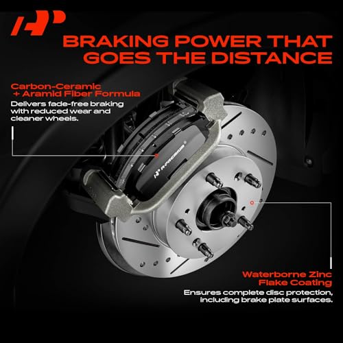 A-Premium Front and Rear Drilled Slotted Brake Rotors and Ceramic Pads Kit - style: F&R Drilled and Slotted
