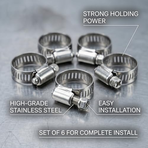 8mm 1/4" Inline Fuel Filter with Metal Shutoff Valve Hose Clamps