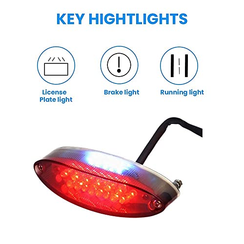DREAMIZER Universal Motorcycle 28 LED Tail Lights Run Driving License Plate Light Rear Brake Indicator Lamp Compatible with Bobber ATV Quads Street Cruiser Dirt Bike - size: Oval