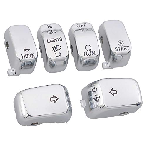 Motorcycle Hand Control Switch Button Cover Cap Kit Fit for Harley 1996-2017 VRSC Sportster,1996-2013 XL & XR,1996-2011 Dyna,1996-2010 Softail and 1998-2001 Road King Models,6pcs (Chrome) - color: Chrome