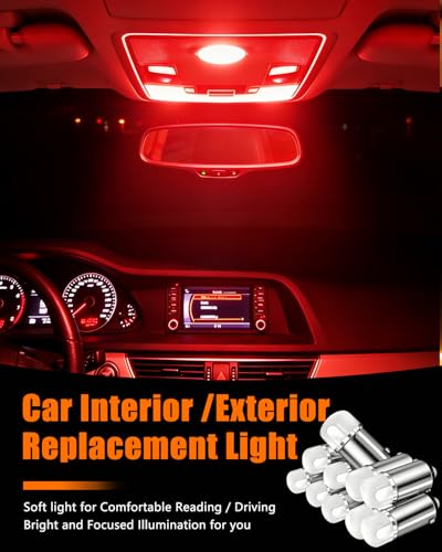 Qasim BA9S LED Bulb 53 57 1895 64111 T4W Red 12V Car Light 10-Pack - color: Red