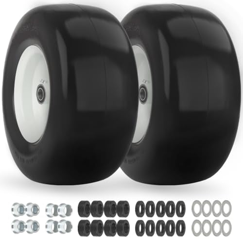 GICOOL 13x6.50-6 Flat Free Front Tire and Wheel for Zero Turn Mower, 2PK - size: 13x6.50-6 Flat-free Tire - 2 Pack