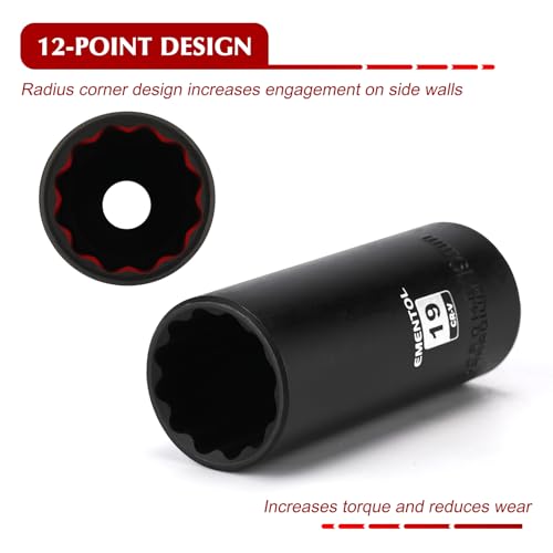 EMENTOL 3/8" Drive Impact Socket Set, 27PCS, Metric(7mm to 19mm), Deep and Shallow, 12 Point, Includes Drill Bit Adapter - size: 3/8" Drive (7-19mm), 12 Point