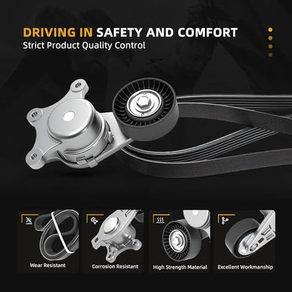 Serpentine Drive Belt Tensioner Kit #38485 49450 - size: 2007-2019 for Explorer/Edge/MKX