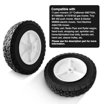 72-108 Wheels Replaces for Oregon, 8 Inch Universal Wheels Tires Compatible with Craftsman AYP MTD Lawn Mower, Radio Flyer Wagon, BBQ Grill, Hand Truck, and Lawn Sprayer