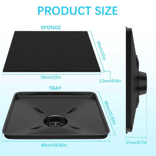 Large Square Transmission Oil Drain Pan with Splash Pads – Heavy-Duty Fluid Catch Pan Compatible with 17892/87031 / 87032 Oil Drains, Includes 2pcs 22” Anti-Splash Pads