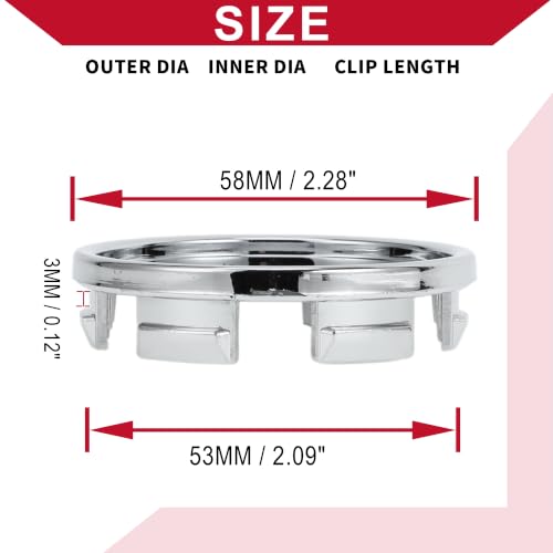 Universal Car Wheel Center Hub Cap/Rim Cover Hub Caps/for Most Cars/Snap-in Plastic 58mm 2.28" OD / 4 Pcs Chrome Silver Tone