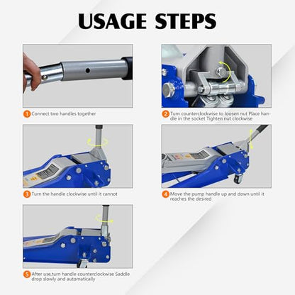 11000lbs/5Ton Low Profile Floor Jack Dual Piston Hydraulic Car Jack - size: 5ton(3.54"-21.65")