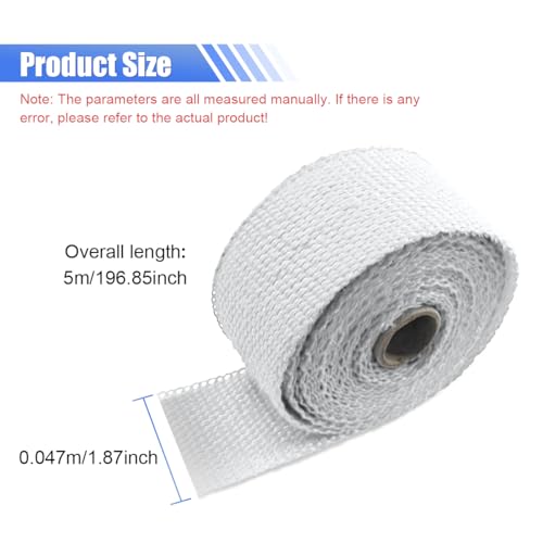 BDZMC 2" x 16 Ft Motorcycle Exhaust Heat Wrap Roll (White) - color: White