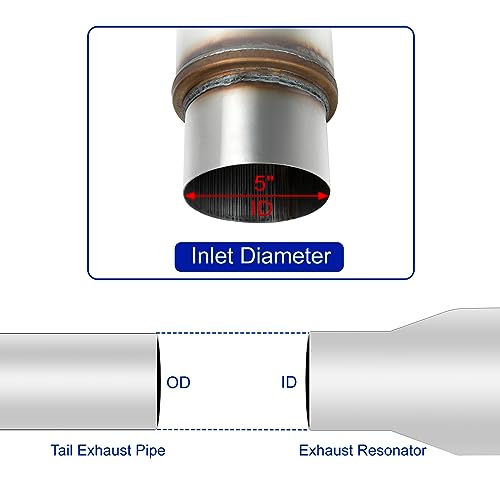 Exhaust Resonator 5" Inlet 5" Outlet Muffler 18" inch Overall - size: 5" Inlet 5" Outlet 18" Overall Length