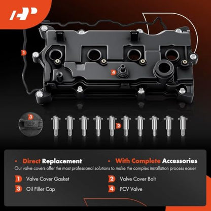 A-Premium 2.5L Engine Valve Cover Kit, with Gasket & Bolt & Oil Filler Cap - style: 2013-2018 Altima & Rogue