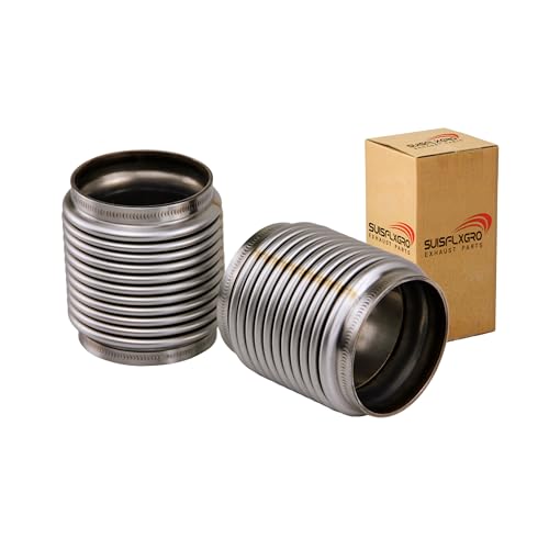 3.5" ID Exhaust Flex Bellows, 100% Stainless SS304, 4.0" LONG Flex Joints & Connectors (1PC) - size: 3.5 Inch