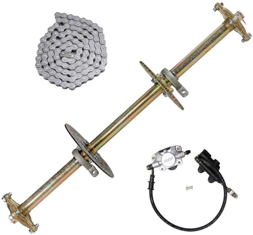 1" x 32" Complete Go Kart Live Axle Kit, 4 Stud Wheel Hubs, 428 Chain Sprocket, Brake Disc, and Brake Master Cylinder for ATV, UTV, Quad Bike, Buggy, Drift Trikes, Ride on Mowers - color: 32" Axle Kit