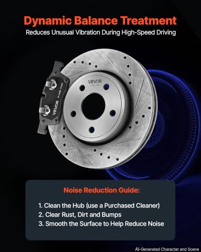 VEVOR Front & Rear Brake Kit Ceramic Brake Pads and Drilled Slotted Rotors - size: S-53062 + S-53061