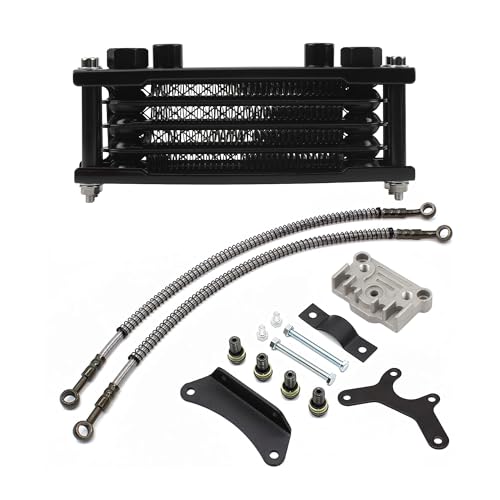 Motorcycle Oil Cooler,Engine Cooling Radiator Compatible with 50cc 70cc 90cc 110cc 125cc 140cc ATV Go Kart Off Road-Black - color: Black