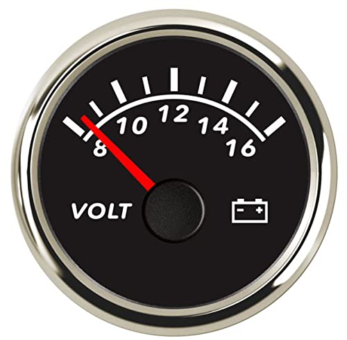 52mm Digital Voltmeter Universal Voltage Meter Volt Gauge for Motorcycle Marine Boat Car Truck 8-16V Waterproof with Red Backlight - color: Silver