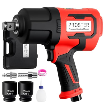 Proster 3/4" Air Impact Wrench 2000Ft-Lbs Torque 7000RPM w/ 32/33mm Sockets - size: 3/4 Inch