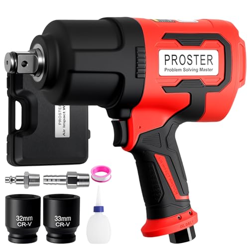 Proster 3/4" Air Impact Wrench 2000Ft-Lbs Torque 7000RPM w/ 32/33mm Sockets - size: 3/4 Inch