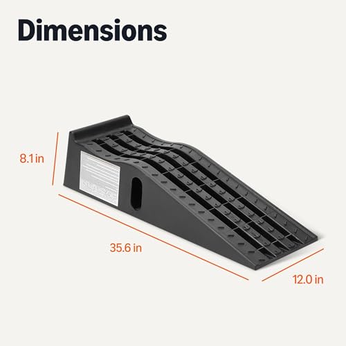 Amazon Basics Low Profile Car Ramps for Oil Changes & Home Garage Lifts, 3,250 Lbs Capacity Per Ramp, Textured Traction Surface, Black, 2-Pack