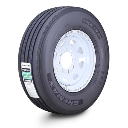 GREMAX All Steel Trailer Tire Wheel ST235/80R16 16PR 130M 8X6.5 White Spoke - size: ST235/80R16-16-Ply