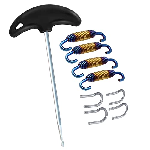 WANLIAN 9 Pcs Motorcycle Exhaust Spring Puller Tool, 58MM/2.28" Exhaust Springs with Swivel Hooks, T-Handle, U-Welded Fastener, Steel Exhaust Pipe Spring Replacement Kit Installer Tools (Colorful) - color: Colorful 9 Pack