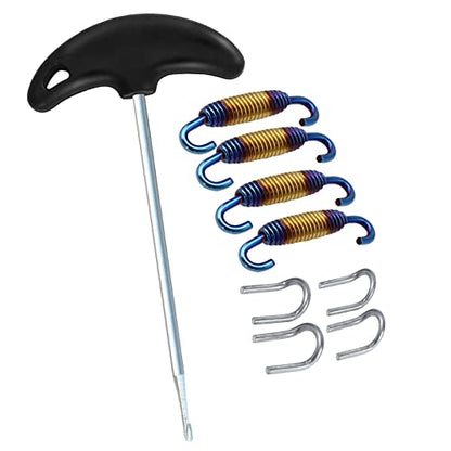 WANLIAN 9 Pcs Motorcycle Exhaust Spring Puller Tool, 58MM/2.28" Exhaust Springs with Swivel Hooks, T-Handle, U-Welded Fastener, Steel Exhaust Pipe Spring Replacement Kit Installer Tools (Colorful) - color: Colorful 9 Pack