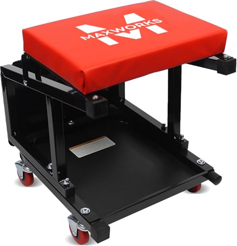 MaxWorks 50880 Garage Creeper Seat and Stool Combo, Workshop Seat with 300 Lbs Capacity, Mechanics Stool with Wheels