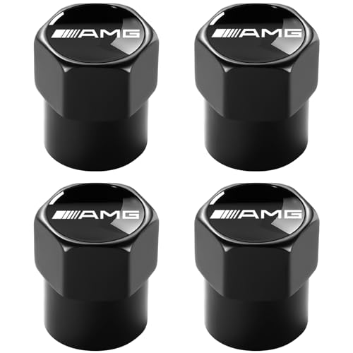 Tire Valve Stem Caps Cover for Mercedes Benz AMG Accessories 4-Pack Black - color: Black-02