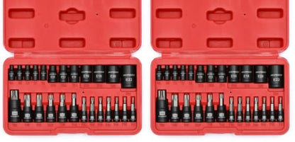 MIXPOWER 25 Piece Torx Bit and Socket Set, 13 Star Bits (T8- T60) & 12 E-Torx Sockets (E4-E22), Professional Grade Auto & Motorcycle Mechanic Set (Pack of 2) - size: T8-T60,E4-E22(25PCS) (Pack of 2)