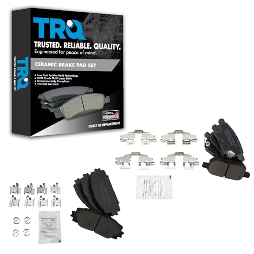 TRQ Front and Rear Brake Pads Ceramic - color: Ceramic, size: BFA12806