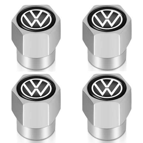 Car Tire Valve Stem Caps for Volkswagen VW Bora Beetle Tiguan Polo Passat Jetta SEAT Sagitar Golf 4 6 Automobiles,Dust Caps Compatible with Car Tires，Alloy Leak-Proof Valve Cover - color: Tire-D12