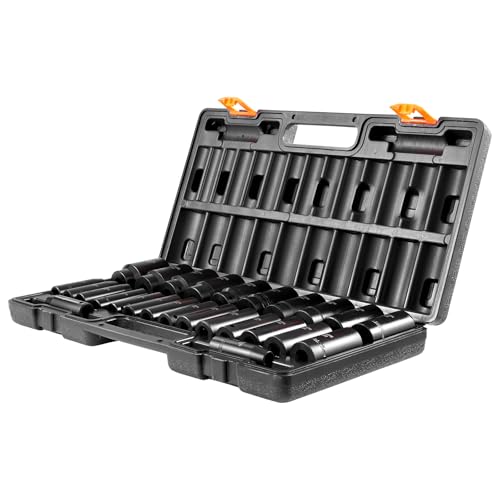 VEVOR 1/2" Drive Impact Socket Set, 26 Piece, Metric 10 to 36 mm - size: 1/2" 26 PCS