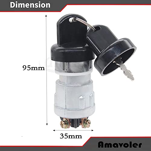 Universal 3 Wire Engine Starter Switch with 2 Keys Replacement Parts Fit for Honda Motorcycle, Scooter, Truck, Tractor, Forklift, Agricultural Modified Car etc.