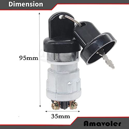 Universal 3 Wire Engine Starter Switch with 2 Keys Replacement Parts Fit for Honda Motorcycle, Scooter, Truck, Tractor, Forklift, Agricultural Modified Car etc.