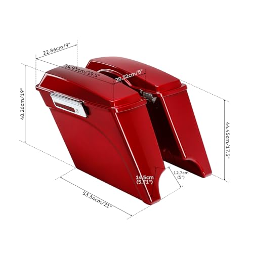 TCMT 5" Stretched Red Saddlebags Conversion Bracket - Fit For Harley Softail Heritage Deluxe Models 1984-2017 (Except Deuce & Slim Models) - color: Black Conversion Brackets, size: Style B Red