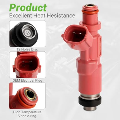 Fuel Injectors Set of 4 Compatible with Toyota Tacoma 4Runner 2.4L 2.7L L4 2000 2001 2002 2003 2004# FJ793 23209-79135 2325079135 23250-75080 2325075080 2320979135 8001770N 23250-79135 800-1770N - size: 793