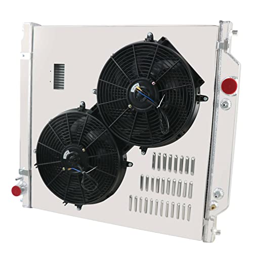 Radiator for 2003-2007 Ford Excursion F250 F350 F450 Super Duty Pickup Truck 6.0L Powerstroke V8 Diesel, 3 Row Full Aluminium Radiator + 2 x 14 Inch Fans + Shroud + Relay Kit - size: 3-Row Radiator Fan Relay Kit