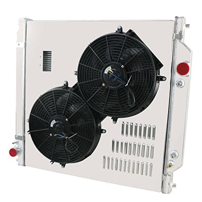 Radiator for 2003-2007 Ford Excursion F250 F350 F450 Super Duty Pickup Truck 6.0L Powerstroke V8 Diesel, 3 Row Full Aluminium Radiator + 2 x 14 Inch Fans + Shroud + Relay Kit - size: 3-Row Radiator Fan Relay Kit