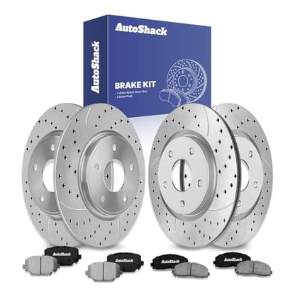 AutoShack Front Vented & Rear Solid Silver Zinc Coated Rotors & Pads - style: SilverShiled Pro & Pad