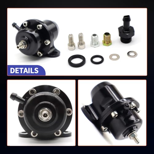 HiSport FPR-008 Fuel Pressure Regulator Kit - Black High Volume - size: HSFPRB18C