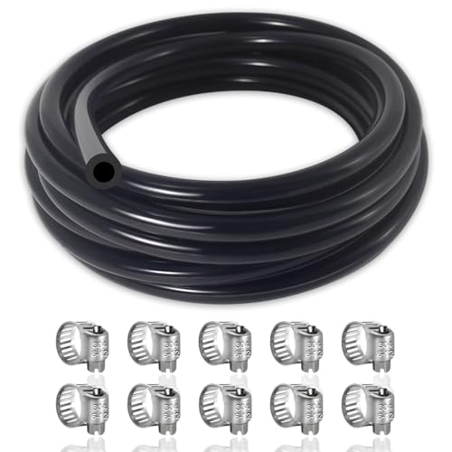 Vacuum Hose Automotive, 10 FT 5/32 Inch ID Vacuum Line - size: 5/32" (4mm) - 10FT with 10 Clamps