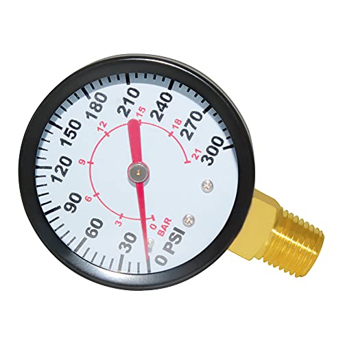 Joywayus Pressure Gauge 0 to 300 PSI Brass 1/4" Male NPT Thread Lower Mount, Multiple Function - size: 0-300PSI--1/4", style: No Glycerin Filled