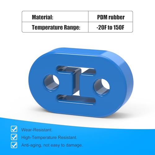 Exhaust Hangers Upgrade EPDM(More Durable than Rubber) Muffler Bushing Insulator Shock Absorbent Mount Bracket 2 Hole 12mm (73mm x 47mm x 21mm) Universal Fit - 4PCS (Blue) - color: BLUE