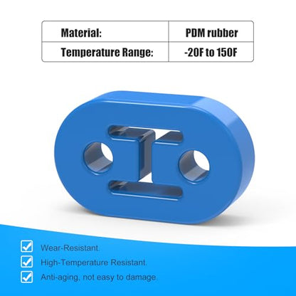 Exhaust Hangers Upgrade EPDM(More Durable than Rubber) Muffler Bushing Insulator Shock Absorbent Mount Bracket 2 Hole 12mm (73mm x 47mm x 21mm) Universal Fit - 4PCS (Blue) - color: BLUE